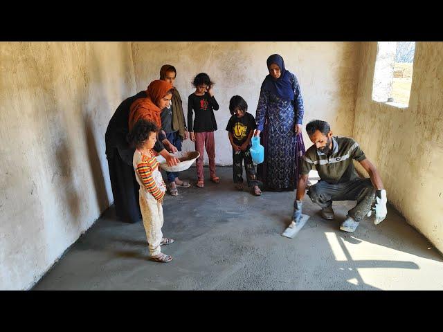 Master Mustafa took his daughters to work and laid cement for a strange woman