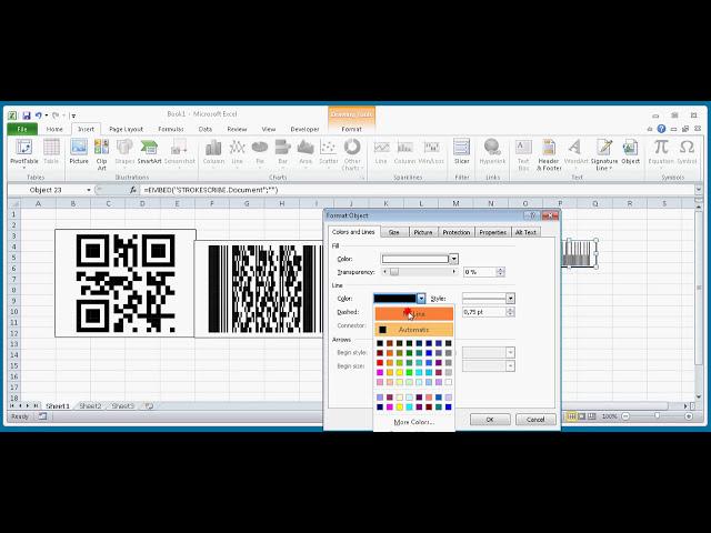 Making 2D and linear barcodes in Excel with StrokeScribe barcode generator