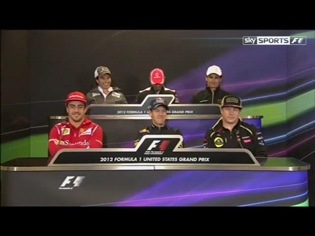 Kimi Raikkonen talks about Alonso vs Vettel - 2012 Austin GP (Funny)