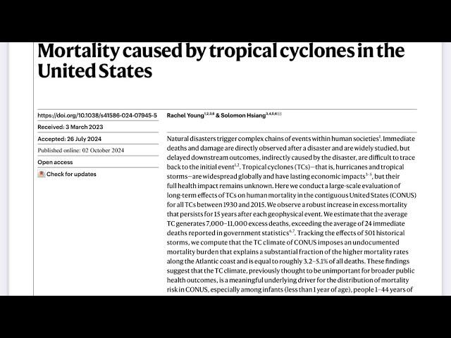 Excess Mortality Continues for 15 Years After Storms like Hurricane Helene, and Dwarfs Direct Deaths