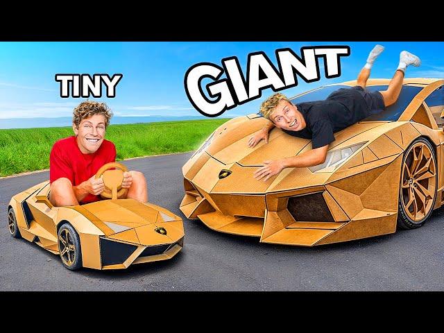 Building GIANT vs TINY Cars Challenge!