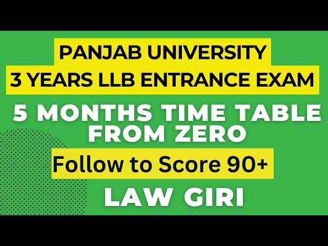 How to prepare for PU 3 years LLB Entrance Exam|Panjab University Law preparation 2025 Syllabus