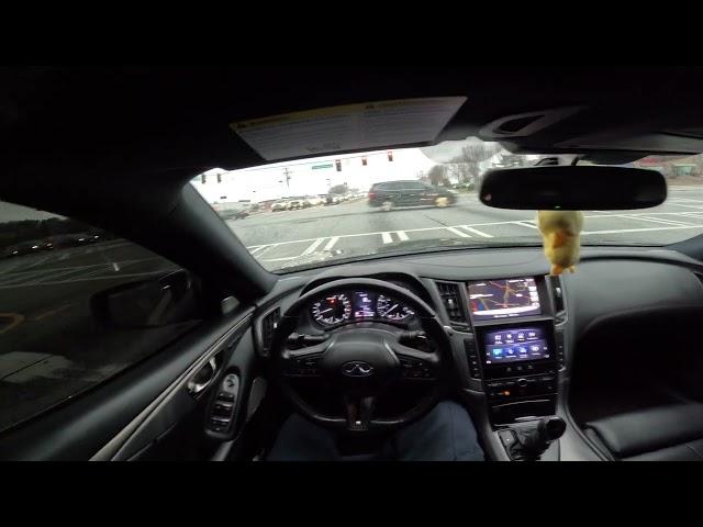 Pulls in the Infiniti Q50 Red Sport 400 - Twin-Turbo Power & Pure Boost Sounds!