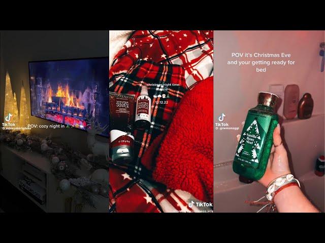 Christmas Night Routine️ || Self-care , holiday pajamas, baking|| TikTok compilation