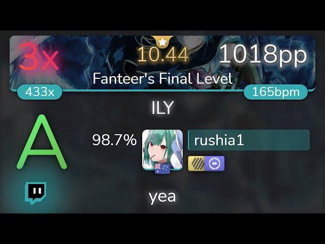 [10.44⭐Live] rushia1 | Panda Eyes - ILY [Fanteer's Final Level] +HDDT 98.7% {1018pp 3} - osu!
