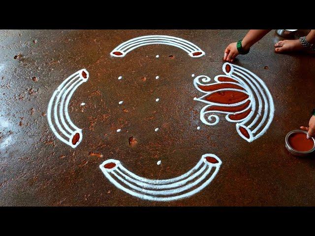 New year 2024 simple flowers kolam|5*3*3margazhi madham kolam|dhanurmasam muggulu|Beautiful rangoli