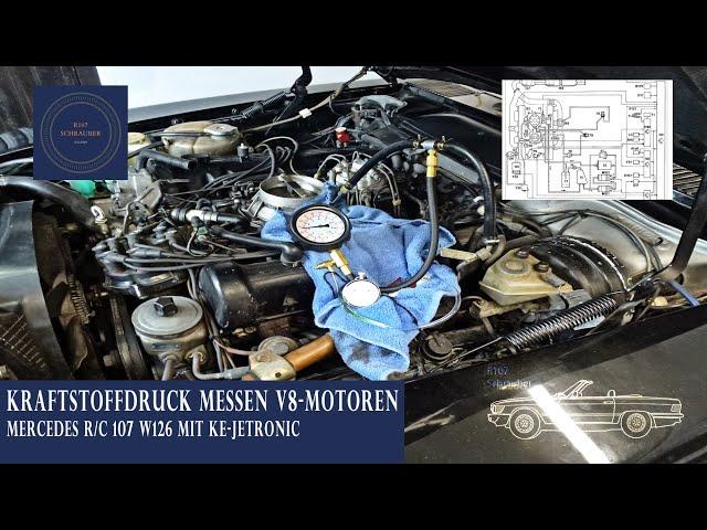 Measure Mercedes fuel pressure -KE-Jetronic V8 engines W126 - R107 - C126 part 1 R107 screwdriver