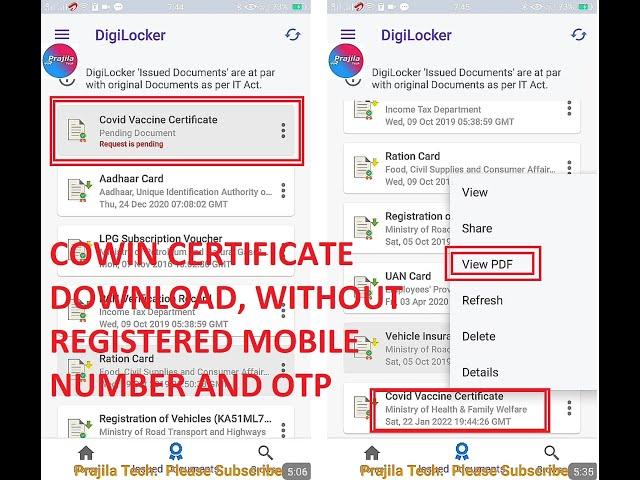 Download COWIN Certificate Without Registered Mobile Number | Certificate Download Without COWIN OTP
