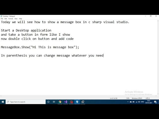 How to show a message box in C sharp visual studio