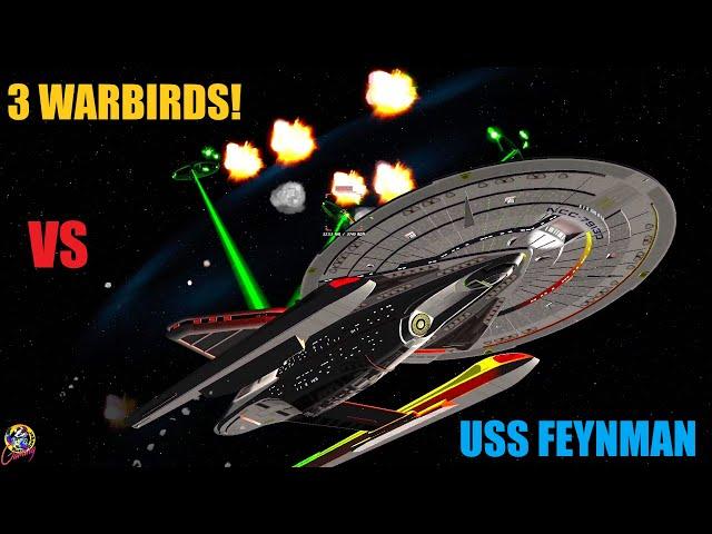 USS Feynman VS 3 Romulan D'deridex Warbirds/World Razer - Star Trek Starship Battles