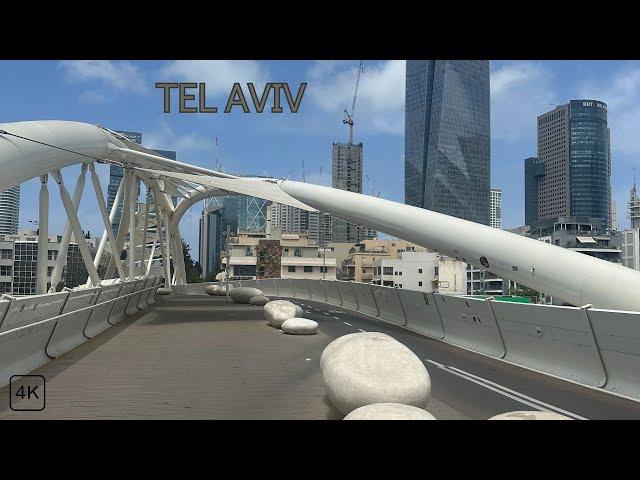 Walking along the Yehudit Bridge and Rothschild Boulevard Tel Aviv | 4K