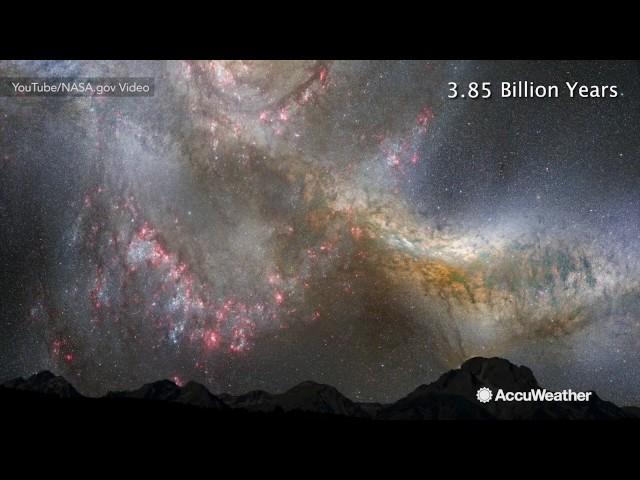 Future night sky after Milky Way and Andromeda merge