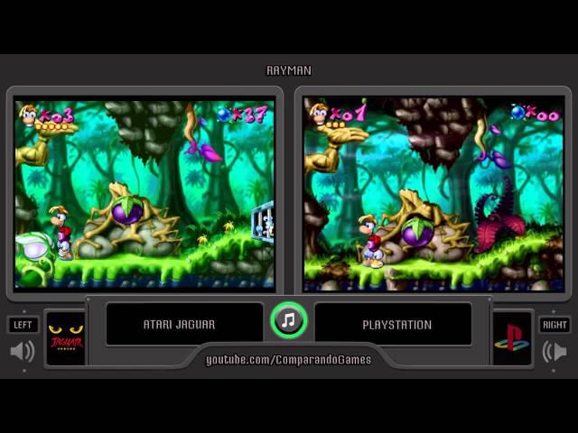 Rayman 1 (Atari Jaguar vs Playstation) Side by Side Comparison