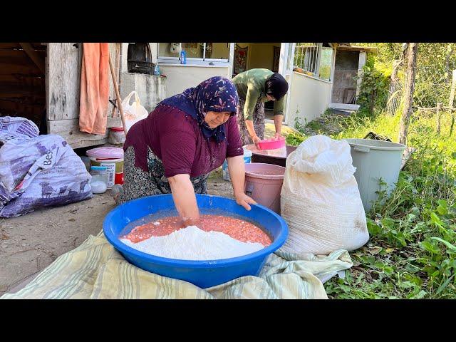 Hamur Tarhana nasıl yapılır bahçede etli ekmek