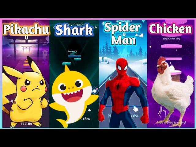 Pikachu Song VS Baby Shark Dance VS Spider-Man Sunflower VS Chicken Song | V Gamer