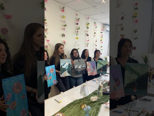 Невероятно уютный арт-класс! С фотографом, шампанским и цветами  #мастеркласс #картина