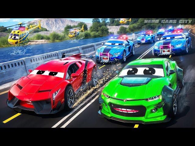 Highway Chase: Police Cars Pursuit & Crazy Race Cars Intense Road Rage | Hero Cars Movie Episode