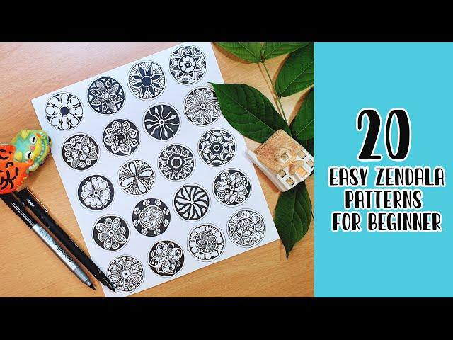 20 Easy Zendala Patterns for Beginners || 20 Easy zentangle Patterns