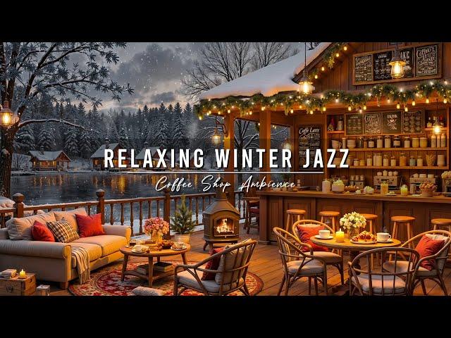 Cozy Winter Porch Ambience with Smooth Jazz Instrumental Music  Relaxing Jazz Music for Work, Study