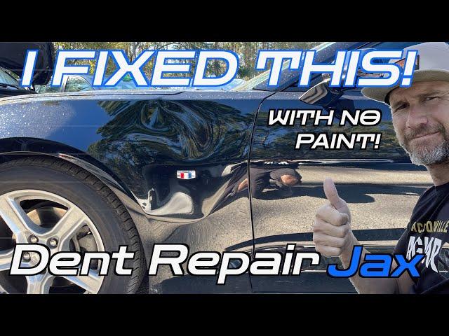 HOW l FIXED THIS HUGE DENT | Camaro Fender Repaired with Paintless Dent Removal