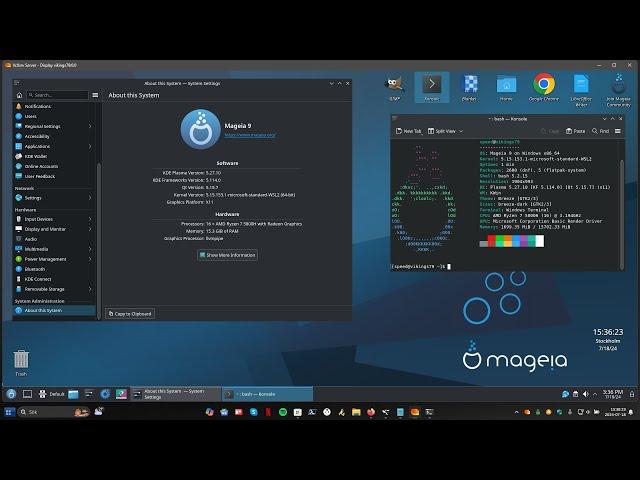 Mageia 9 - How to install KDE desktop - GWSL - Mageia 9 - Windows 11 - Linux - WSL - 2024