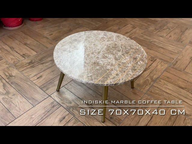 Indiskie Art Deco Luxury Natural Italian Marble Coffee Table Brass Inlay Stainless Steel Tables