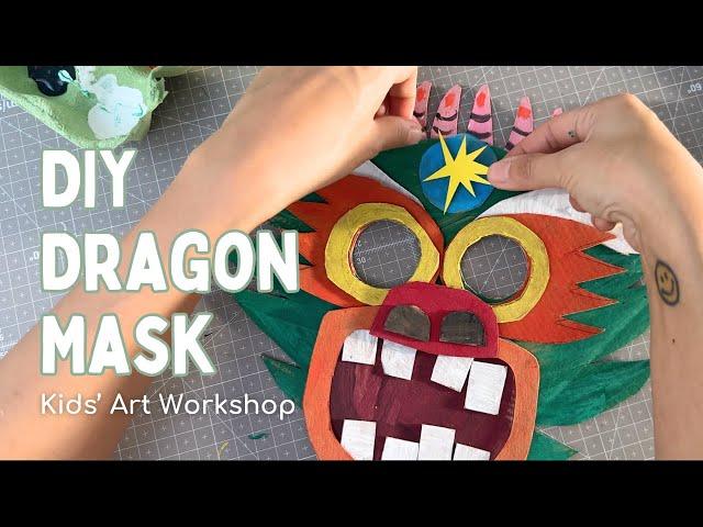 Making a Dragon Mask with cardboard  | art workshop vlog | craft idea for kids