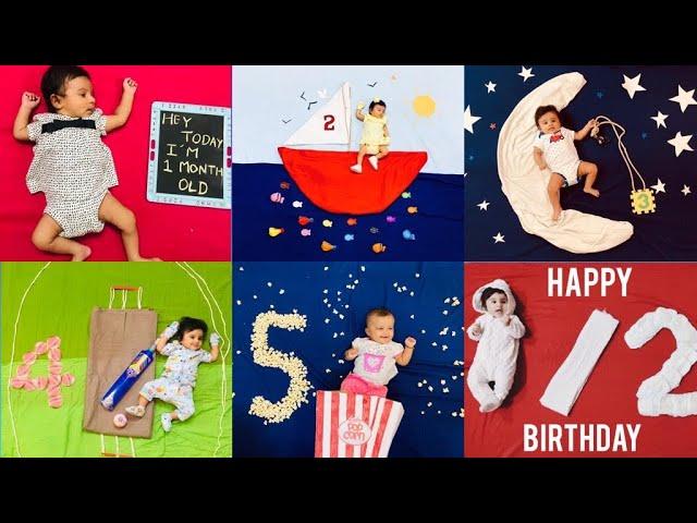 Baby Monthly Birthday Celebration ideas at home | Baby photoshoot ideas at home