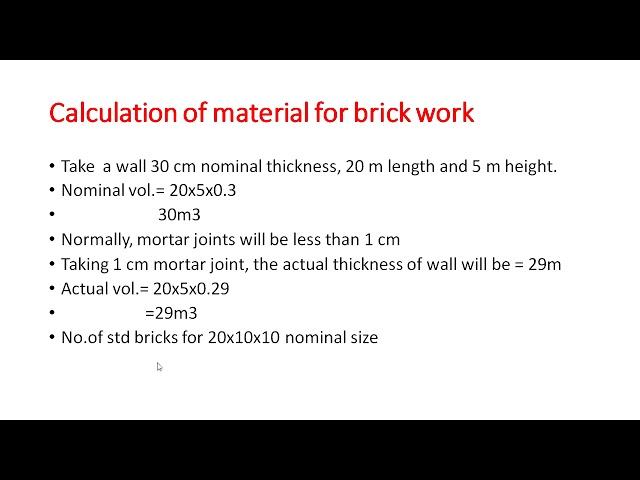 Analysis of rate of Brick work