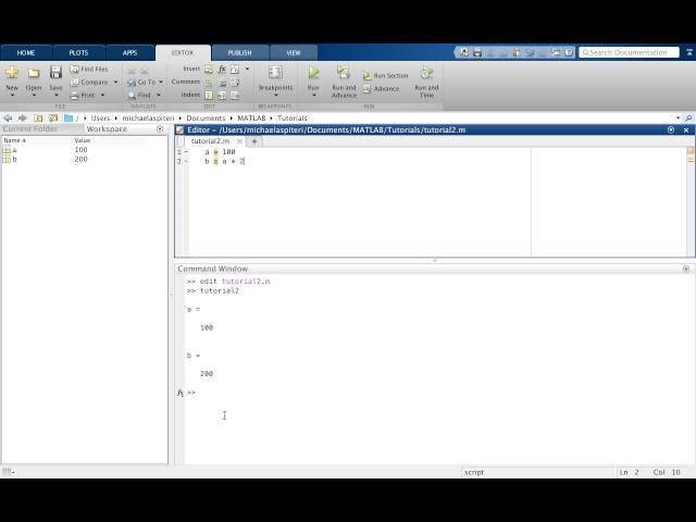 Tutorial2: Introduction to MATLAB for beginners - create/save/edit .m files!