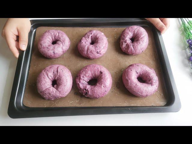 기계없이 손으로 만들어본 블루베리 베이글 No knead bread 🫐 Blueberry bagel