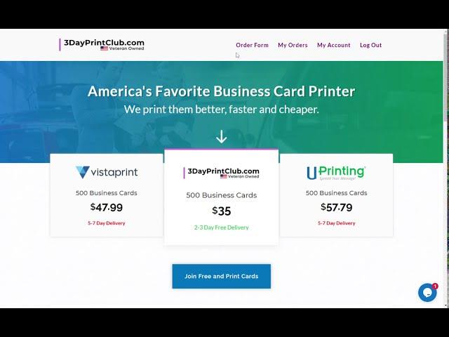 Ordering business cards from 3 Day Print Club