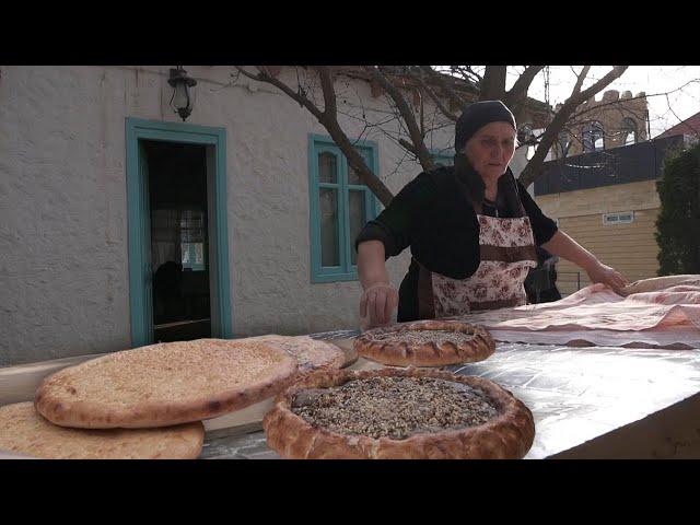 Life in DAGESTAN Lezgian village. Making traditional Lezgian pie - HARHA. Russia nowadays life