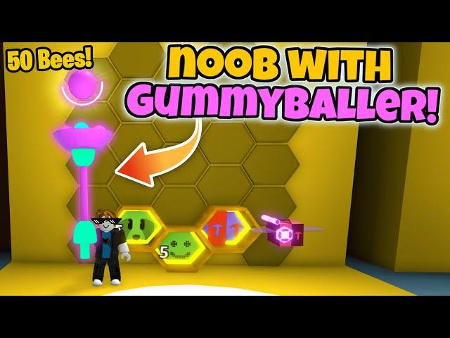 Noob With Gummyballer! Gets 50 Bees in 2 Hours! (Bee Swarm Simulator)