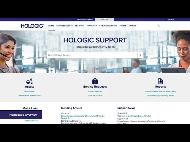 Hologic Support Portal Guided Tour