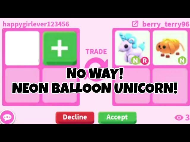 No Way! I GOT *NEW* SUPER CUTE NEON BALLOON UNICORN In Adopt Me+ OFFERED FOR *NEW* NEON CORN DOGGO