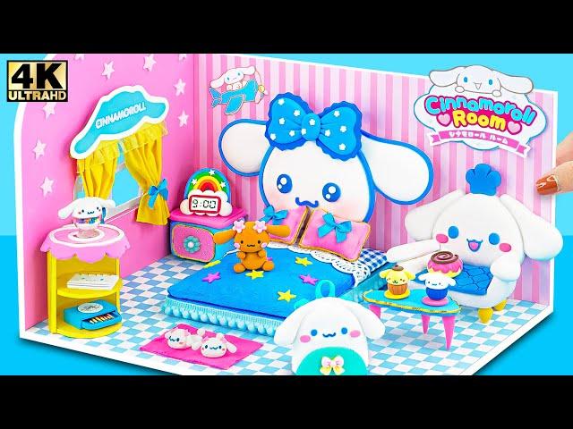 Building Sanrio Cinnamoroll Bedroom and Cutest Mini Backpack from Polymer Clay  DIY Miniature House