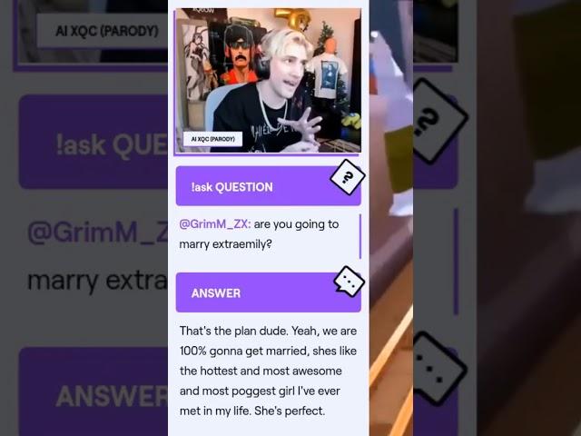 @xQcOW AI's thoughts on getting married to @extraemily #twitch #funny #xqc #extraemily #shorts