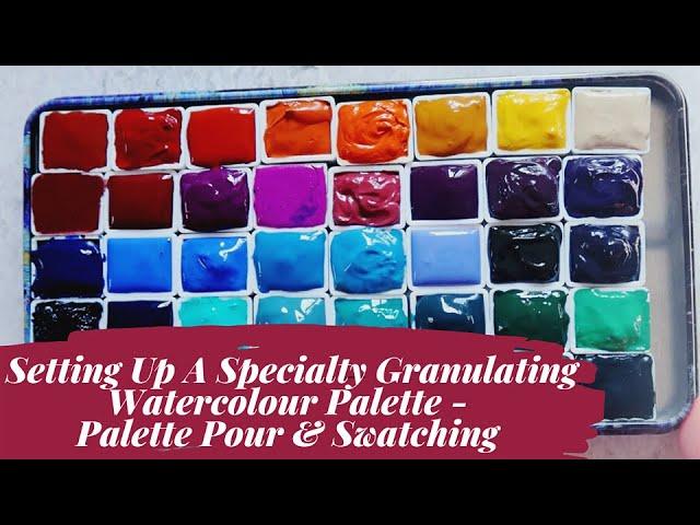 Setting Up A Specialty Granulating Watercolour Palette - Paint Pour & Swatches - Mina Does Art Stuff