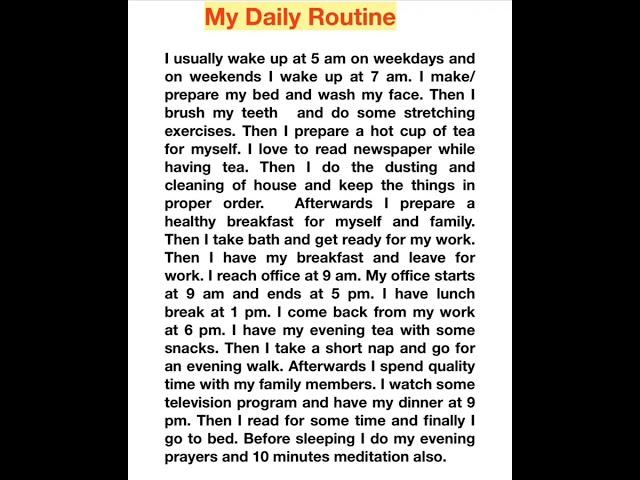 Essay on my Daily Routine/Essay in English my daily Routine