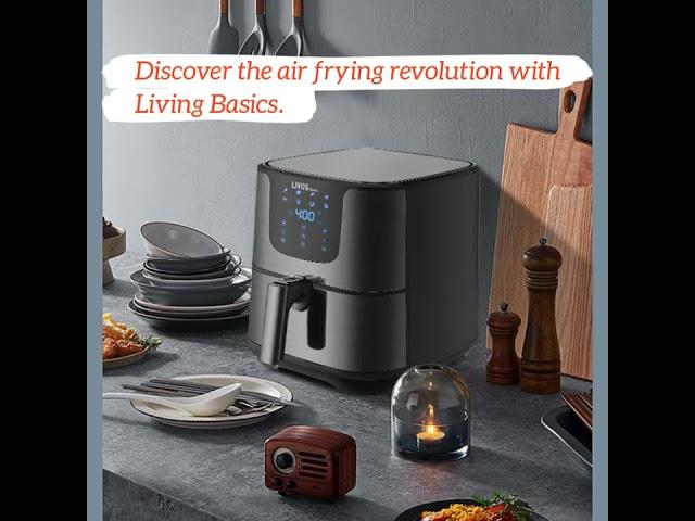 LIVINGbasics - Digital Touch Screen Air Fryer, 8 Cooking Preset, 5.8-Quart Nonstick Basket