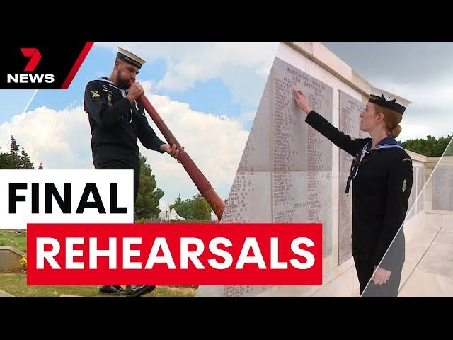 Final rehearsals for the Anzac Day Dawn Service in Gallipoli | 7 News Australia