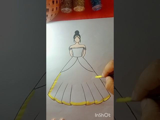 Easy girl dress penting idea #drawing #art #subscribe #support #shorts #92 home drawing.