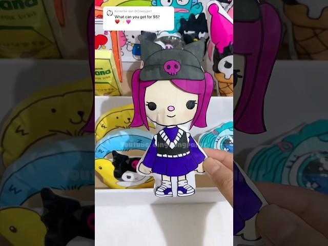 Packing $5 kuromi paper squishy (fake)  what’s next?? #papercraft #sanrio #tocaboca #shorts