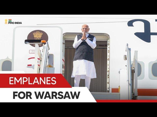 Prime Minister Narendra Modi emplanes for Warsaw l PMO