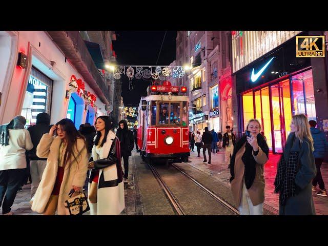 Stunning Istanbul Night Walk 4K | Istiklal Street to Taksim Square