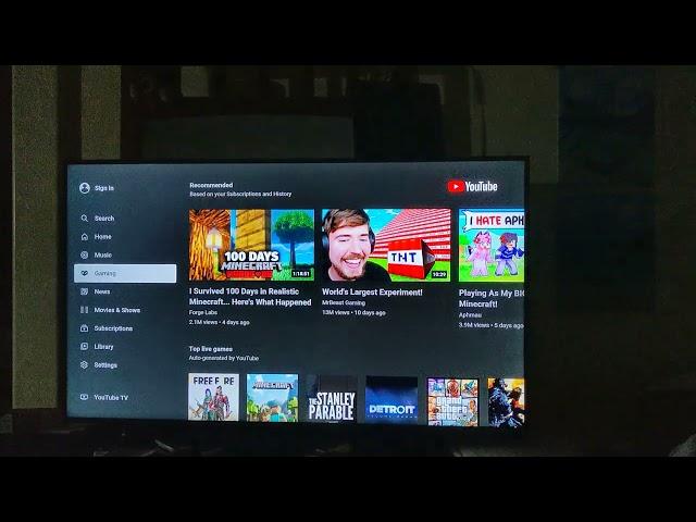 YouTube not showing on a smart TV full screen