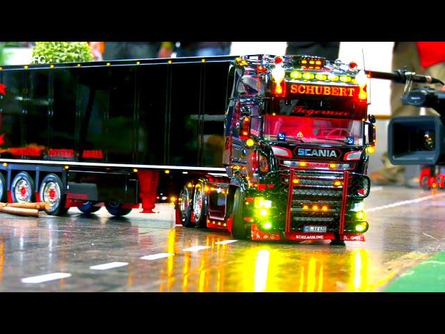 SCANIA RC SHOW TRUCK -  RC TRACTOR TRUCK CRASH AND STUCKING - PREMACON LIEBHERR RC DIGGER