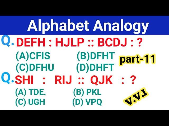 Alphabet Analogy Reasoning Trick in hindi | Previous year Questions Part-11