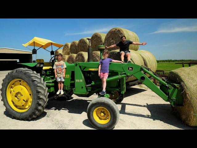 Hudson and Holly run the farm for a day | Tractors for kids